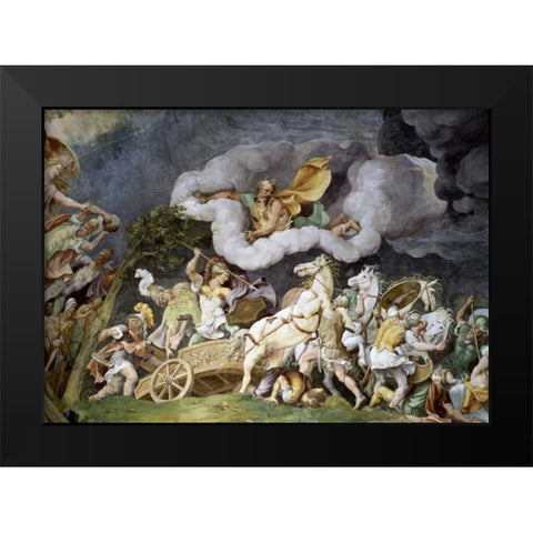 Diomede Uccide Tideo Black Modern Wood Framed Art Print by Romano, Giulio