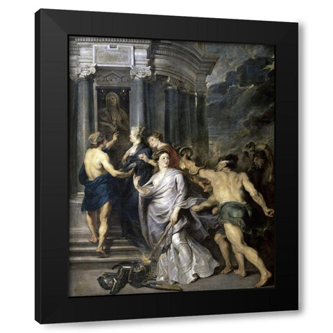 Peace of Angers (Life of Marie De Medici, Queen of France) Black Modern Wood Framed Art Print with Double Matting by Rubens, Peter Paul