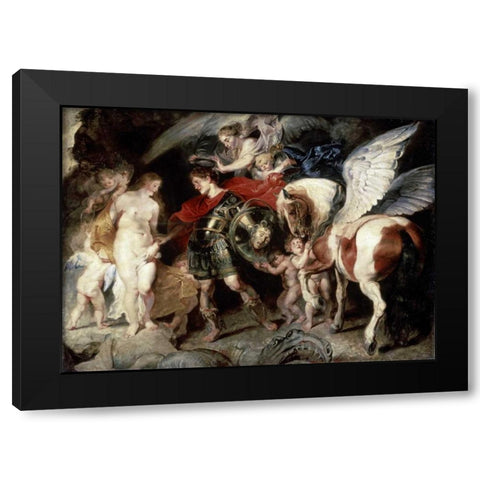 Perseus Liberating Andromeda Black Modern Wood Framed Art Print with Double Matting by Rubens, Peter Paul