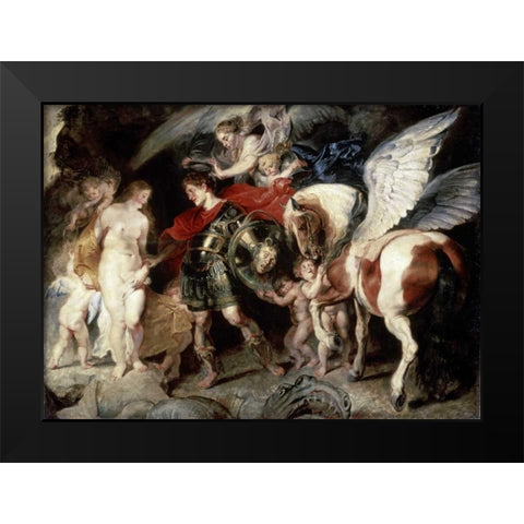 Perseus Liberating Andromeda Black Modern Wood Framed Art Print by Rubens, Peter Paul