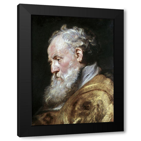 Saint Ambrose Black Modern Wood Framed Art Print with Double Matting by Rubens, Peter Paul