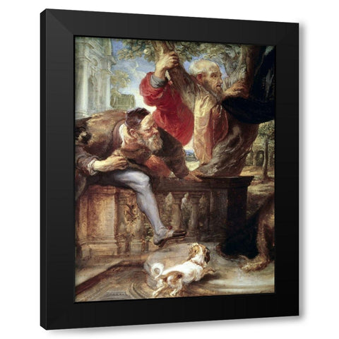 Susanna and The Two Elders Black Modern Wood Framed Art Print by Rubens, Peter Paul