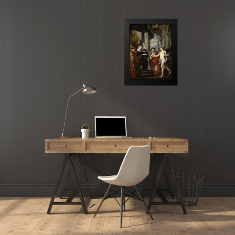The Treaty of Angouleme (Life of Marie de Medici, Queen of France) Black Modern Wood Framed Art Print by Rubens, Peter Paul