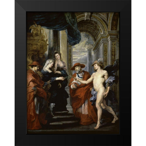The Treaty of Angouleme (Life of Marie de Medici, Queen of France) Black Modern Wood Framed Art Print by Rubens, Peter Paul