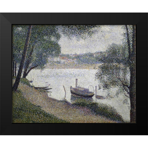 Gray Weather, Grande Jatte Black Modern Wood Framed Art Print by Seurat, Georges