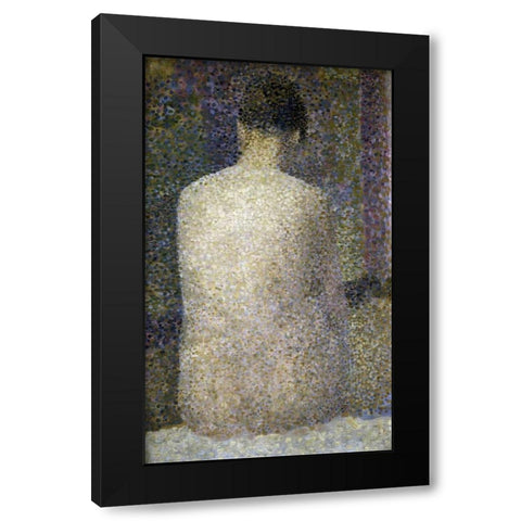 Pose From The Back Black Modern Wood Framed Art Print by Seurat, Georges