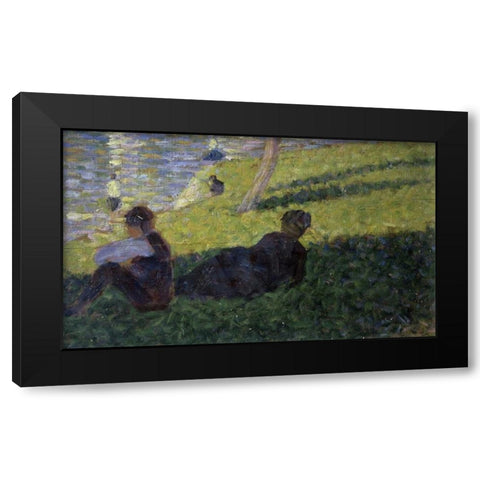 Study for A Sunday on La Grande Jatte I Black Modern Wood Framed Art Print by Seurat, Georges