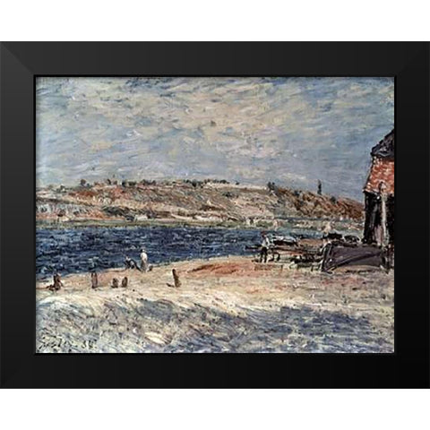 Riverbank at Saint-Mammes Black Modern Wood Framed Art Print by Sisley, Alfred