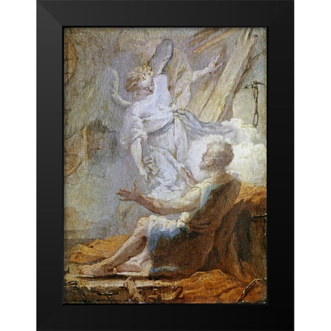 Liberation of Saint Peter Black Modern Wood Framed Art Print by Tiepolo, Giovanni Battista