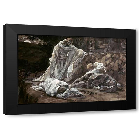Could Ye Not Watch With Me One Hour Black Modern Wood Framed Art Print with Double Matting by Tissot, James