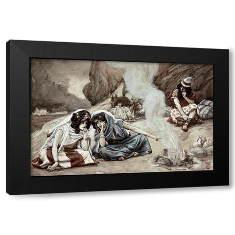Daughters of Lot Black Modern Wood Framed Art Print by Tissot, James
