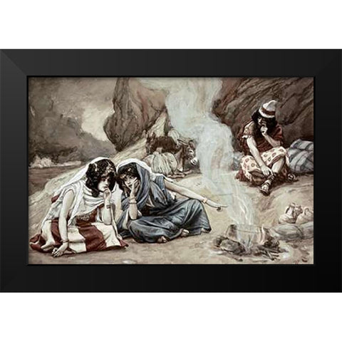 Daughters of Lot Black Modern Wood Framed Art Print by Tissot, James