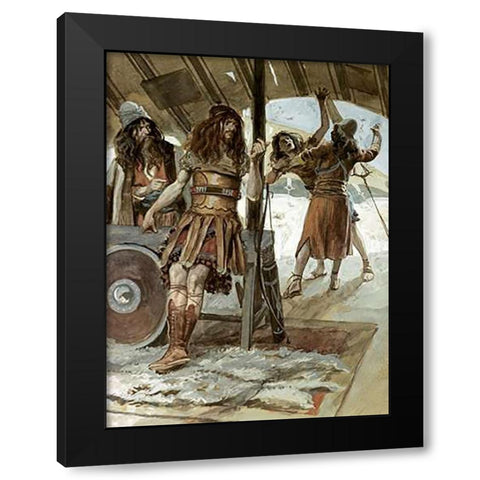 David Causes An Aamalekite To Be Slain Black Modern Wood Framed Art Print with Double Matting by Tissot, James