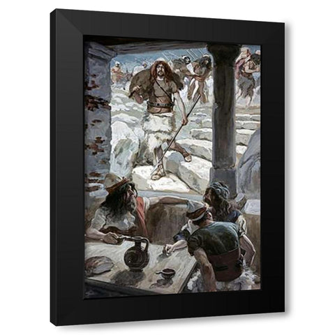 David Returns To Achish Black Modern Wood Framed Art Print with Double Matting by Tissot, James