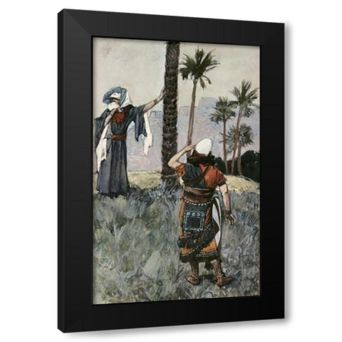 Deborah Beneath The Palm Tree Black Modern Wood Framed Art Print with Double Matting by Tissot, James