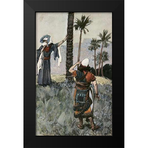 Deborah Beneath The Palm Tree Black Modern Wood Framed Art Print by Tissot, James