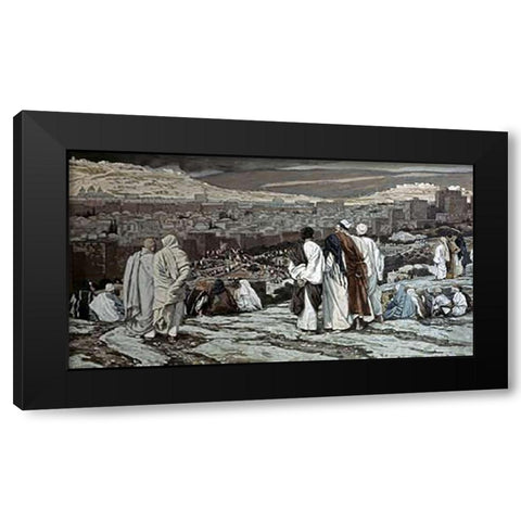 Disciples Watch From Afar Black Modern Wood Framed Art Print with Double Matting by Tissot, James