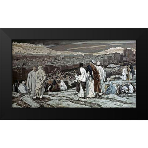 Disciples Watch From Afar Black Modern Wood Framed Art Print by Tissot, James