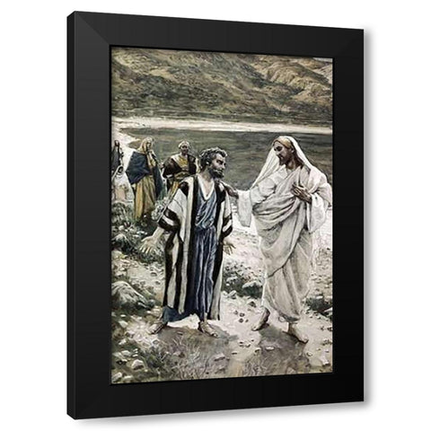 Feed My Lambs Black Modern Wood Framed Art Print by Tissot, James