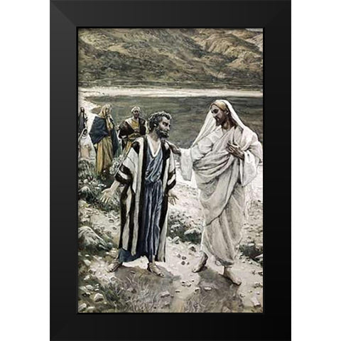 Feed My Lambs Black Modern Wood Framed Art Print by Tissot, James