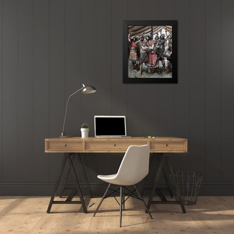 Friendship of Jonathan and David Black Modern Wood Framed Art Print by Tissot, James