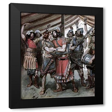 Friendship of Jonathan and David Black Modern Wood Framed Art Print with Double Matting by Tissot, James