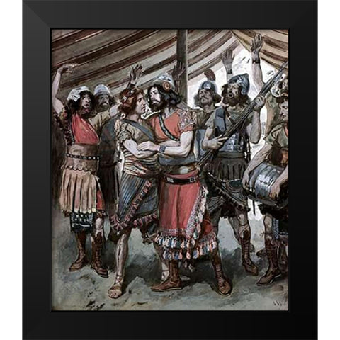 Friendship of Jonathan and David Black Modern Wood Framed Art Print by Tissot, James
