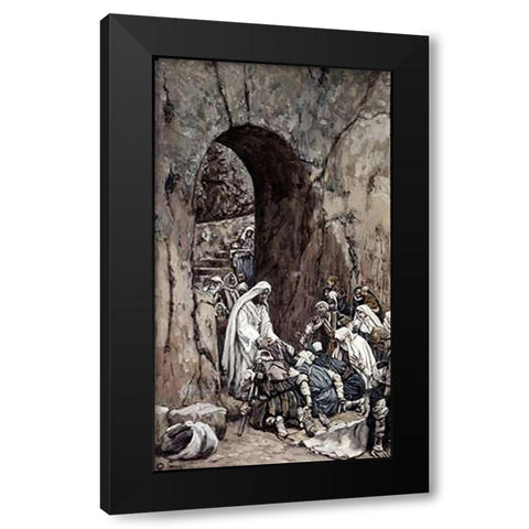 He Laid His Hands Upon the Sick Black Modern Wood Framed Art Print with Double Matting by Tissot, James