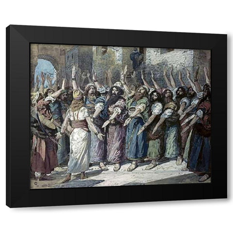 Israelites Declare Vengeance Black Modern Wood Framed Art Print with Double Matting by Tissot, James