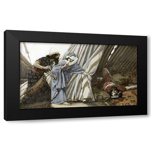 Jael Shows To Barak, Sisera Lying Dead Black Modern Wood Framed Art Print by Tissot, James