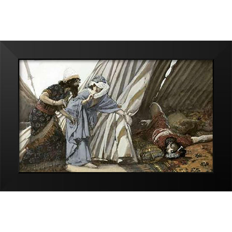 Jael Shows To Barak, Sisera Lying Dead Black Modern Wood Framed Art Print by Tissot, James