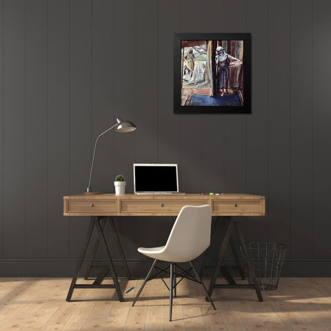 Sarah Hears and Laughs Black Modern Wood Framed Art Print by Tissot, James