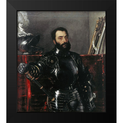 Portrait of Francesco Maria Della Rovere, Duke of Urbino Black Modern Wood Framed Art Print by Titian