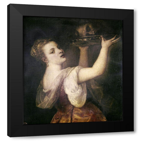 Salome With The Head of John The Baptist Black Modern Wood Framed Art Print by Titian