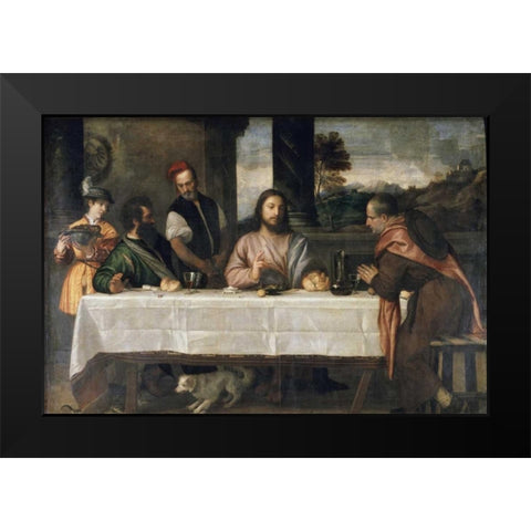 Supper at Emmaus Black Modern Wood Framed Art Print by Titian