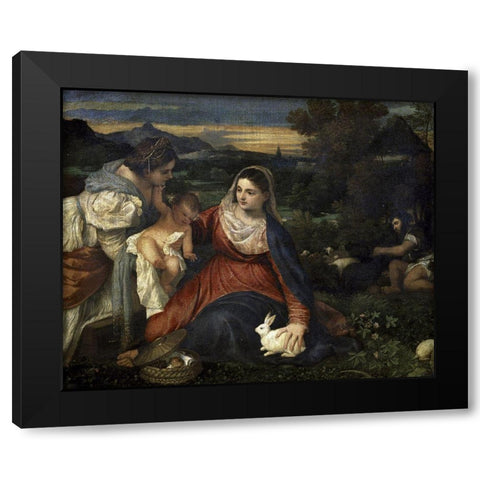 Virgin and Child With Saint Catherine Black Modern Wood Framed Art Print by Titian