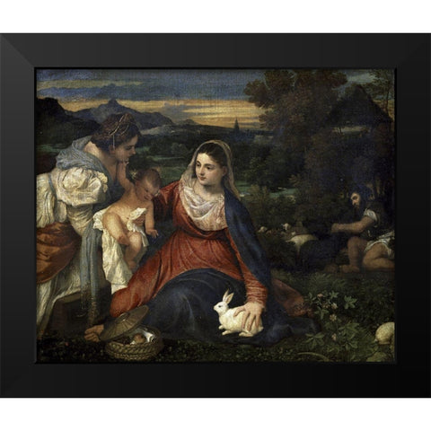 Virgin and Child With Saint Catherine Black Modern Wood Framed Art Print by Titian