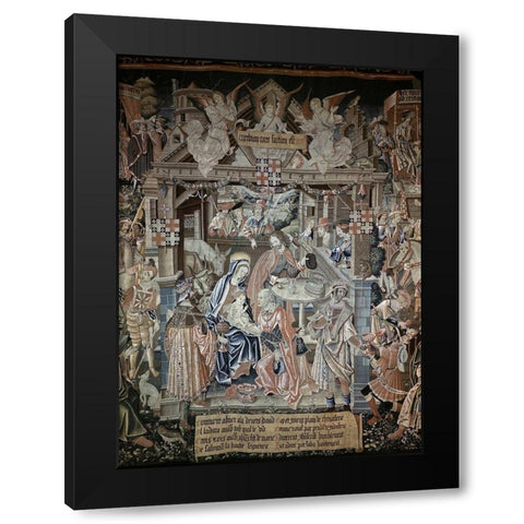 Adoration of The Magi Black Modern Wood Framed Art Print by Unknown