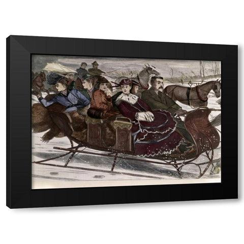 Christmas Belles Black Modern Wood Framed Art Print with Double Matting by Unknown