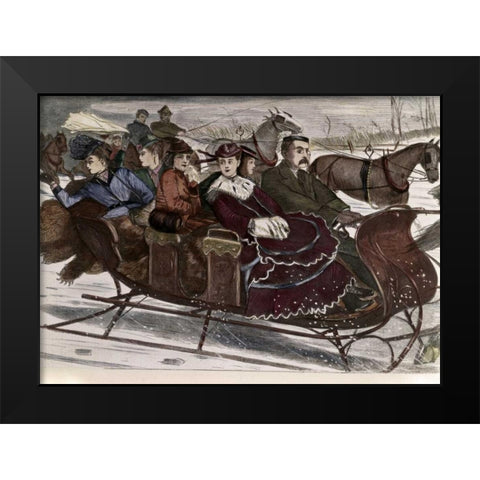 Christmas Belles Black Modern Wood Framed Art Print by Unknown