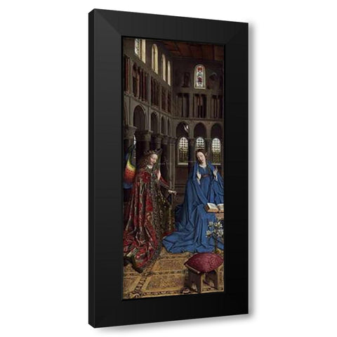 Annunciation Black Modern Wood Framed Art Print with Double Matting by Van Eyck, Jan