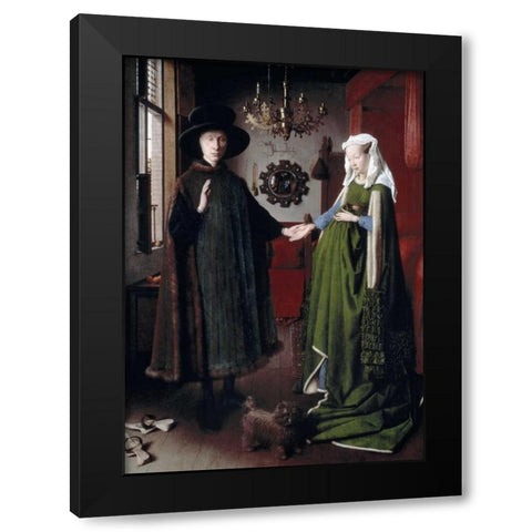 Arnolfini Portrait Black Modern Wood Framed Art Print with Double Matting by Van Eyck, Jan