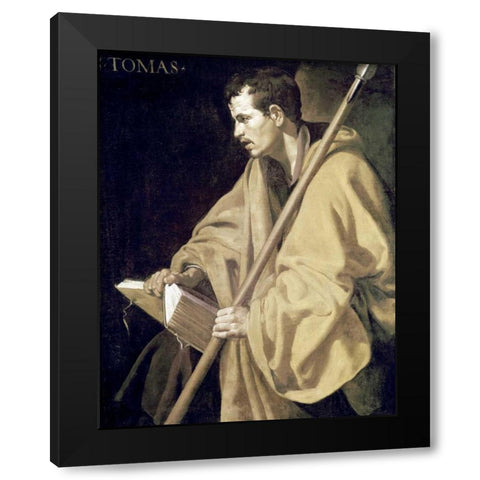 Saint Thomas Black Modern Wood Framed Art Print by Velazquez, Diego