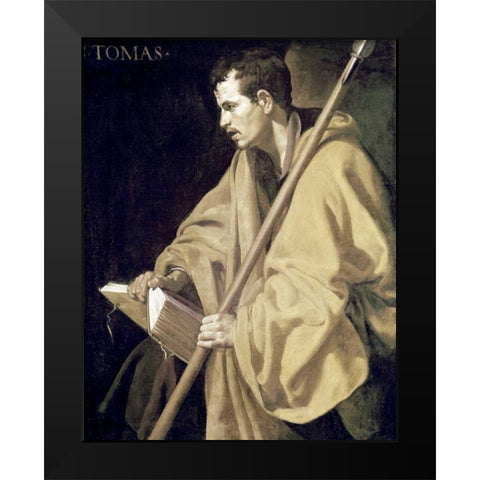 Saint Thomas Black Modern Wood Framed Art Print by Velazquez, Diego