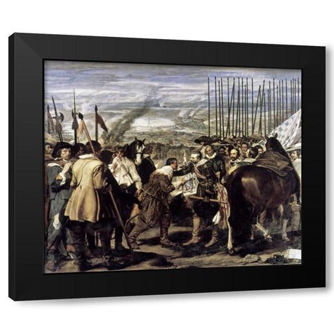 Surrender of Breda - The Spears Black Modern Wood Framed Art Print with Double Matting by Velazquez, Diego