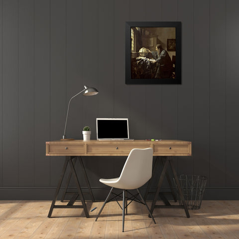 The Astronomer Black Modern Wood Framed Art Print by Vermeer, Johannes
