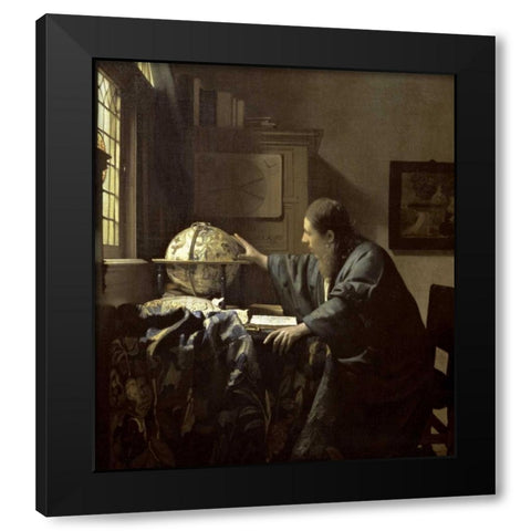 The Astronomer Black Modern Wood Framed Art Print by Vermeer, Johannes