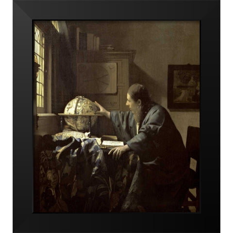 The Astronomer Black Modern Wood Framed Art Print by Vermeer, Johannes