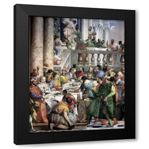 Marriage at Cana - Detail Black Modern Wood Framed Art Print with Double Matting by Veronese, Paolo