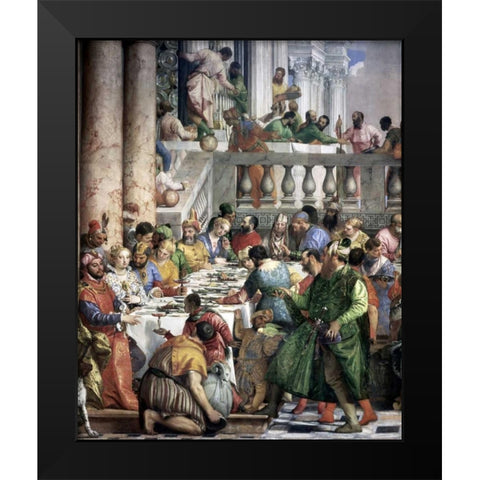 Marriage at Cana - Detail Black Modern Wood Framed Art Print by Veronese, Paolo